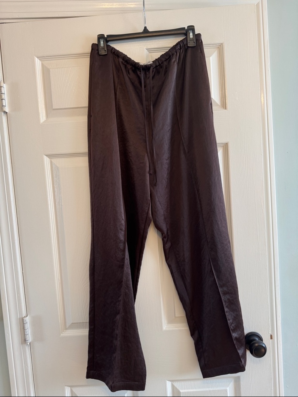 Madewell Dark Brown Boot-Cut Satin Pants